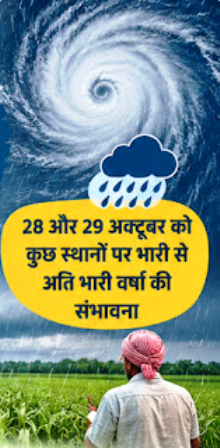 धमतरी में भारी बारिश का अलर्ट, किसानों को फसलों की सुरक्षा की सलाह; 28-29 अक्टूबर को बढ़ेगा वर्षा का खतरा… धमतरी में भारी बारिश का अलर्ट, किसानों को फसलों की सुरक्षा की सलाह; 28-29 अक्टूबर को बढ़ेगा वर्षा का खतरा…