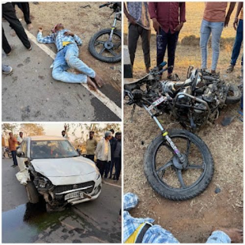 बाइक, स्कूटी और कार की आमने-सामने भिड़ंत: बाइक सवार की मौत, स्कूटी व बाइक सवार गंभीर…