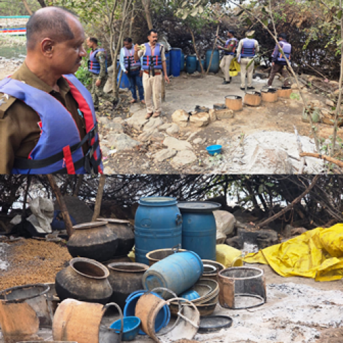 गंगरेल के ठेमली टापू में अवैध महुआ शराब निर्माण पर संयुक्त पुलिस कार्रवाई, 1000 लीटर लाहन नष्ट…