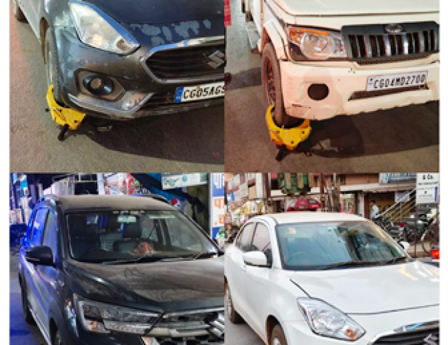 धमतरी में यातायात पुलिस का विशेष अभियान, नो पार्किंग में खड़े वाहनों पर चालानी कार्रवाई…