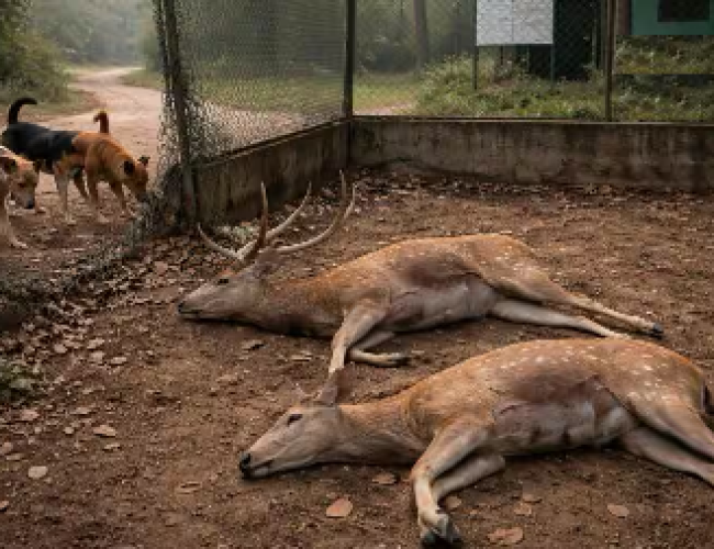 आवारा कुत्तों के हमले 15 हिरणों की मौत, वन विभाग की लापरवाही उजागर, 4 वनकर्मी निलंबित…
