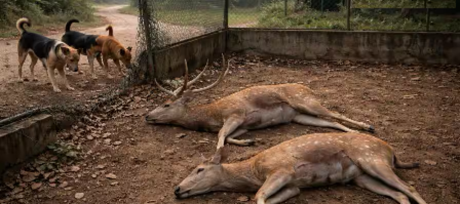आवारा कुत्तों के हमले 15 हिरणों की मौत, वन विभाग की लापरवाही उजागर, 4 वनकर्मी निलंबित…