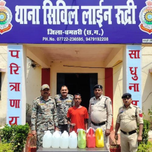 धमतरी पुलिस की बड़ी कार्रवाई: 35 लीटर अवैध महुआ शराब जब्त, आरोपी गिरफ्तार…
