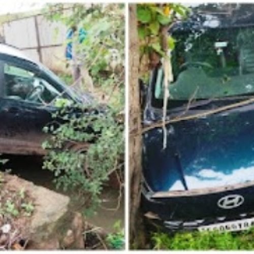 अचानक नाली में जा घुसी कार, चालक बाल बाल बचा, बड़ा हादसा टला…