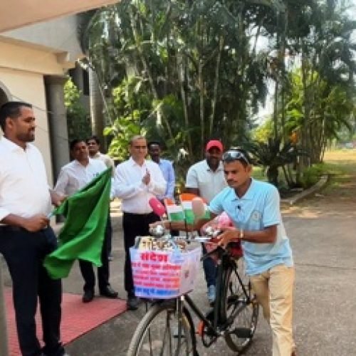 भारत नशा मुक्ति संदेश लेकर धमतरी के युवा तुलसीराम साहू साइकिल से हुए नागपुर रवाना…