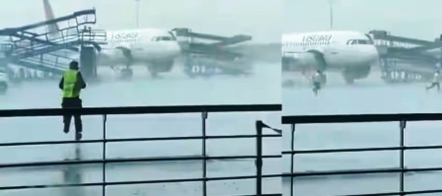 Airport Storm Viral Video: तूफान ने तितर-बितर कर दिया पूरा एयरपोर्ट, खुद ही चलने लगा बोर्डिंग रैप, देखें वायरल वीडियो…