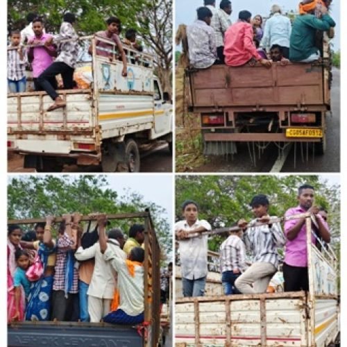 मालवाहक वाहनों में सवारी ढोना पड़ा भारी, धमतरी यातायात पुलिस ने 4 पिकअप चालकों पर ठोका 21,200 रुपये जुर्माना…