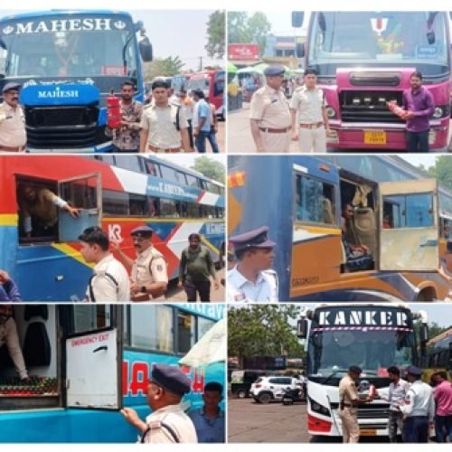 धमतरी में बसों की सघन जांच: 10 बसों में सुरक्षा खामियां, कार्रवाई जारी…