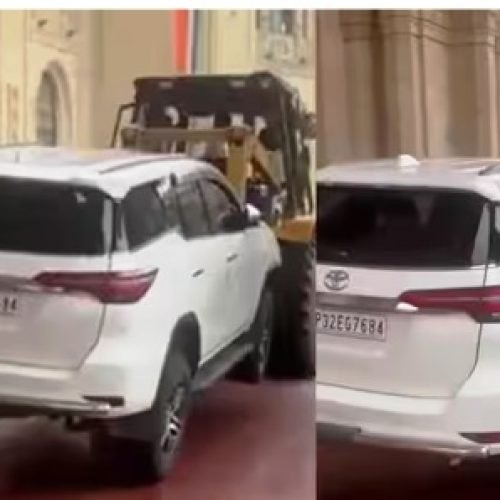 गजब होई गवा रे! क्रेन से मंत्री जी की फॉर्च्यूनर उठा ले गई यूपी पुलिस, वीडियो वायरल…