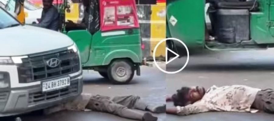 बीच सड़क पर लेटे शराबी पर चढ़ा दी SUV, गुरुग्राम का ये वीडियो दिल दहला देगा…